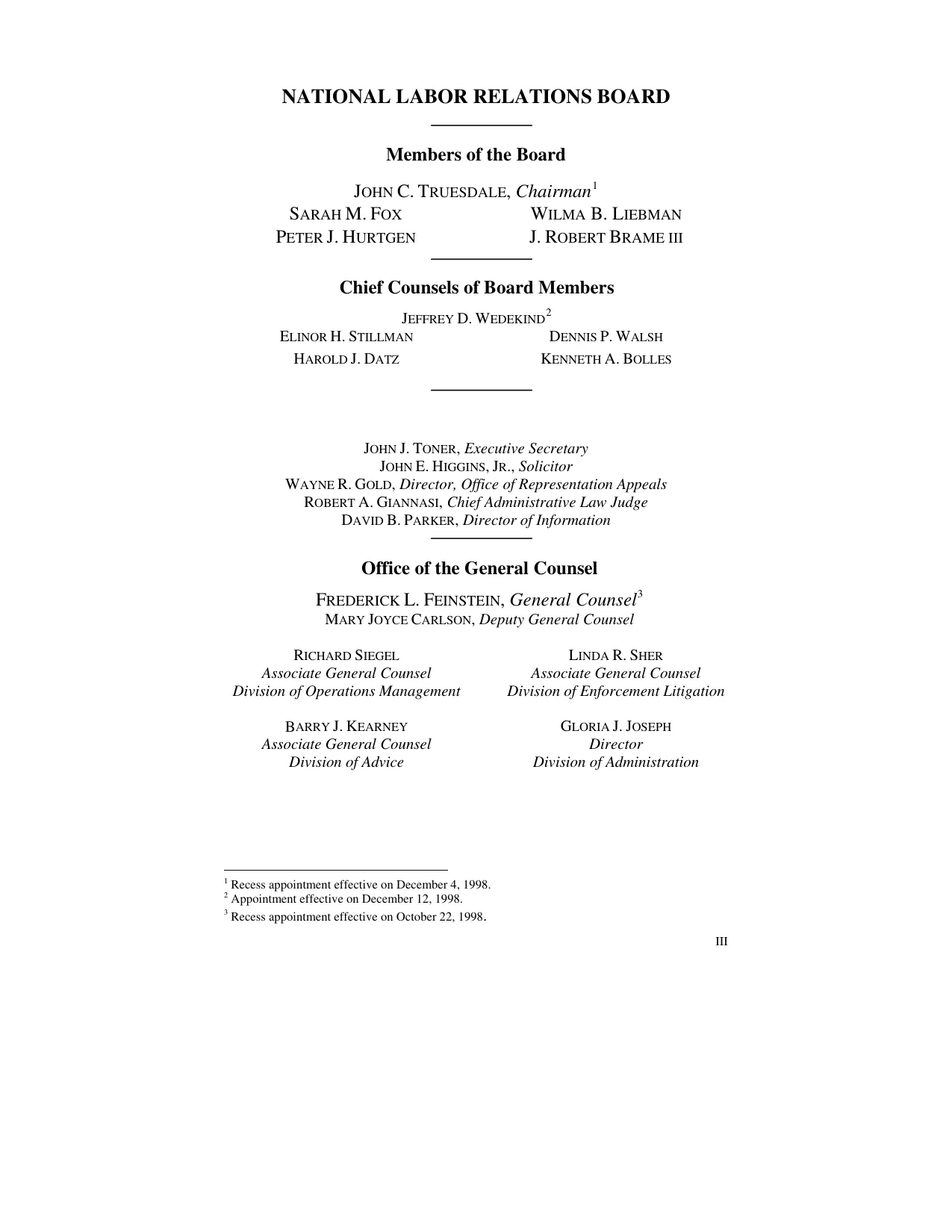 Source page 1 of NLRB FY1999 annual report