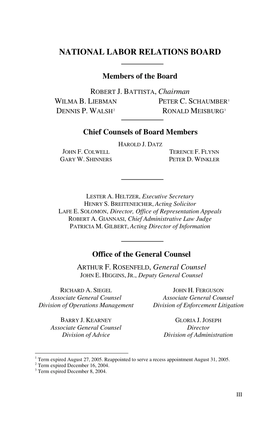 Source page 1 of NLRB FY2005 annual report